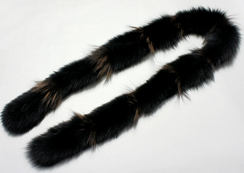 リングファーロングマフラー / ブルー＆シルバーフォックス - リアル